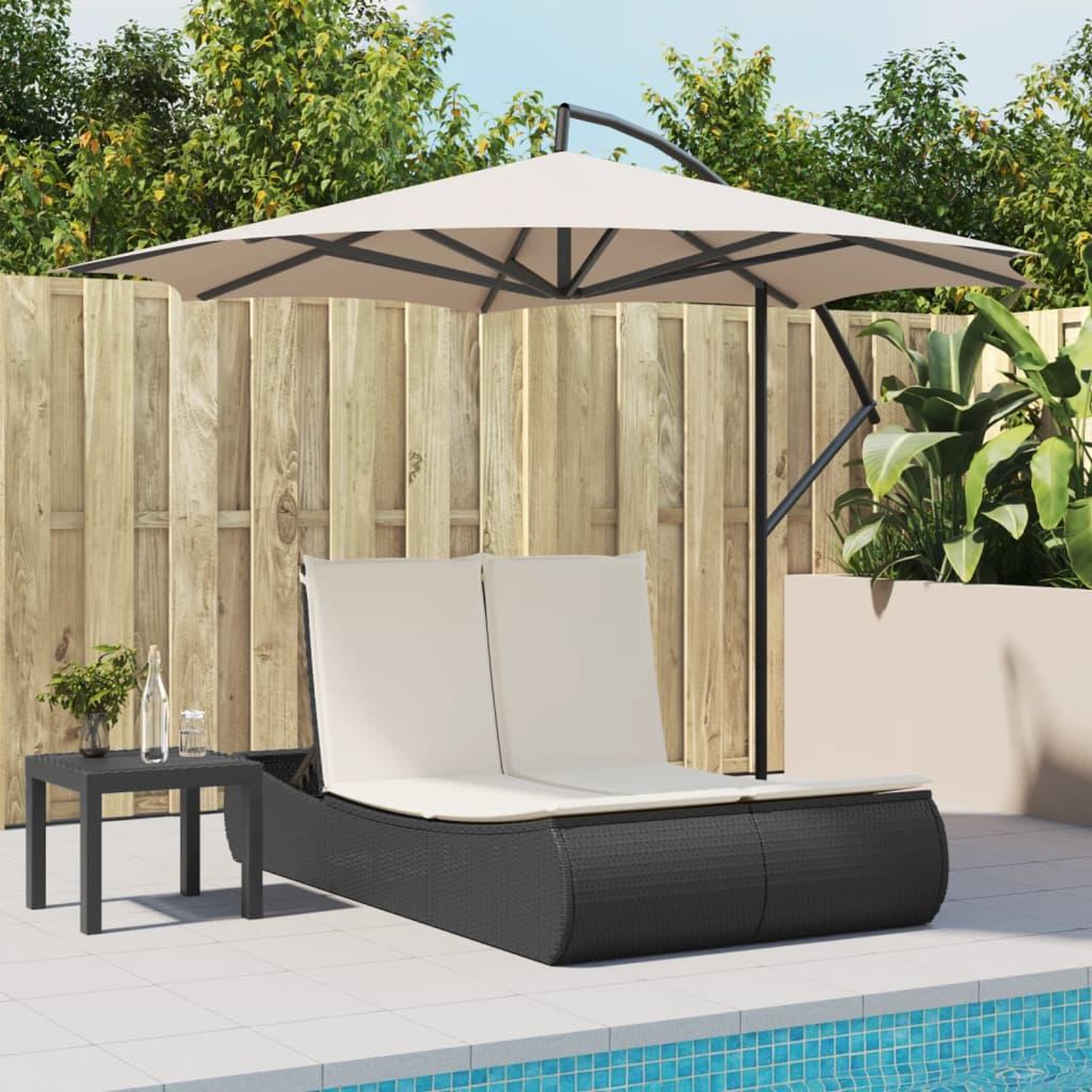 Voir la diapositive 3 : VIDAXL Chaise longue double avec coussins noir resine tressee