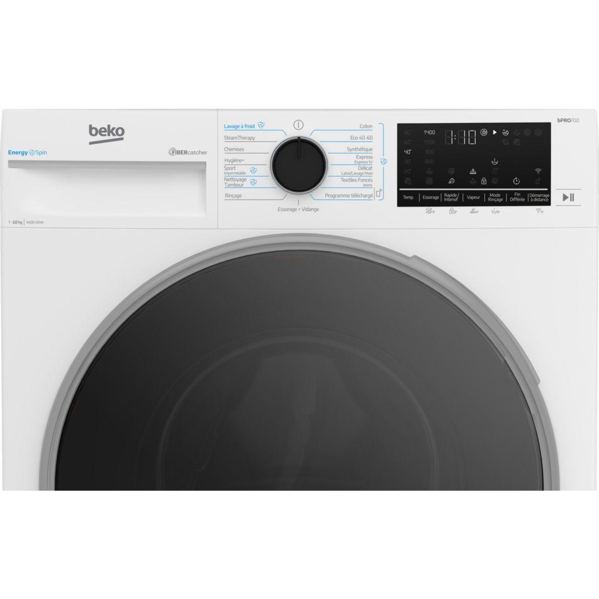 Voir la diapositive 4 : Beko Lave linge hublot B7WFT6104019W - 10 kg - 1400 tr/min - Classe A - Moteur induction - wifi - EnergySpin -FiberCatcher