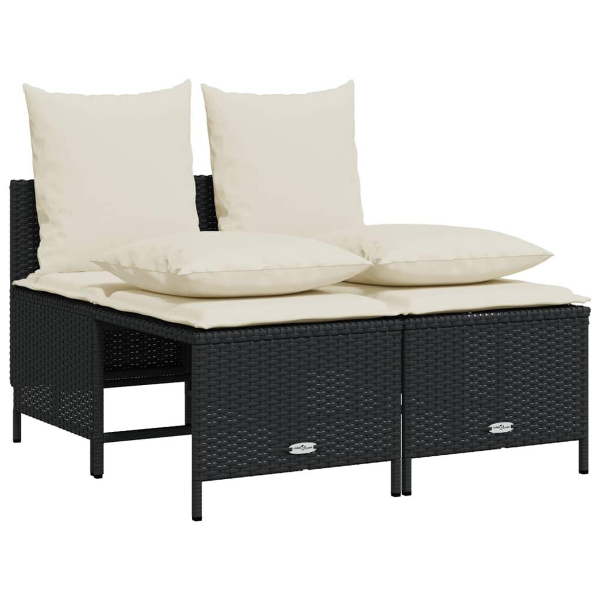 Voir la diapositive 2 : VIDAXL Salon de jardin 4 pcs avec coussins noir resine tressee
