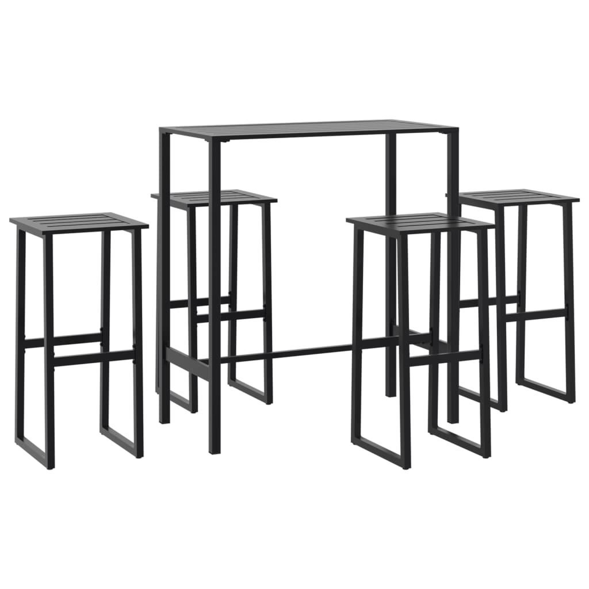Voir la diapositive 2 : VIDAXL Ensemble de bar de jardin 5 pcs noir acier enduit de poudre