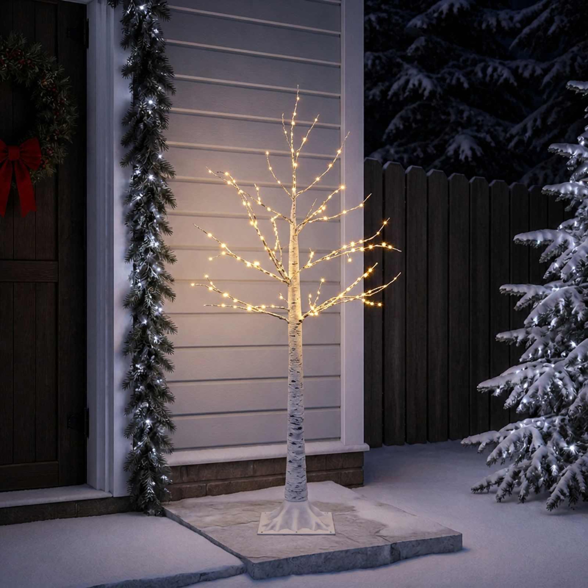 Voir la diapositive 4 : VIDAXL Bouleau de Noël Blanc 22 x 22 x 150 cm Plastique 232 LED