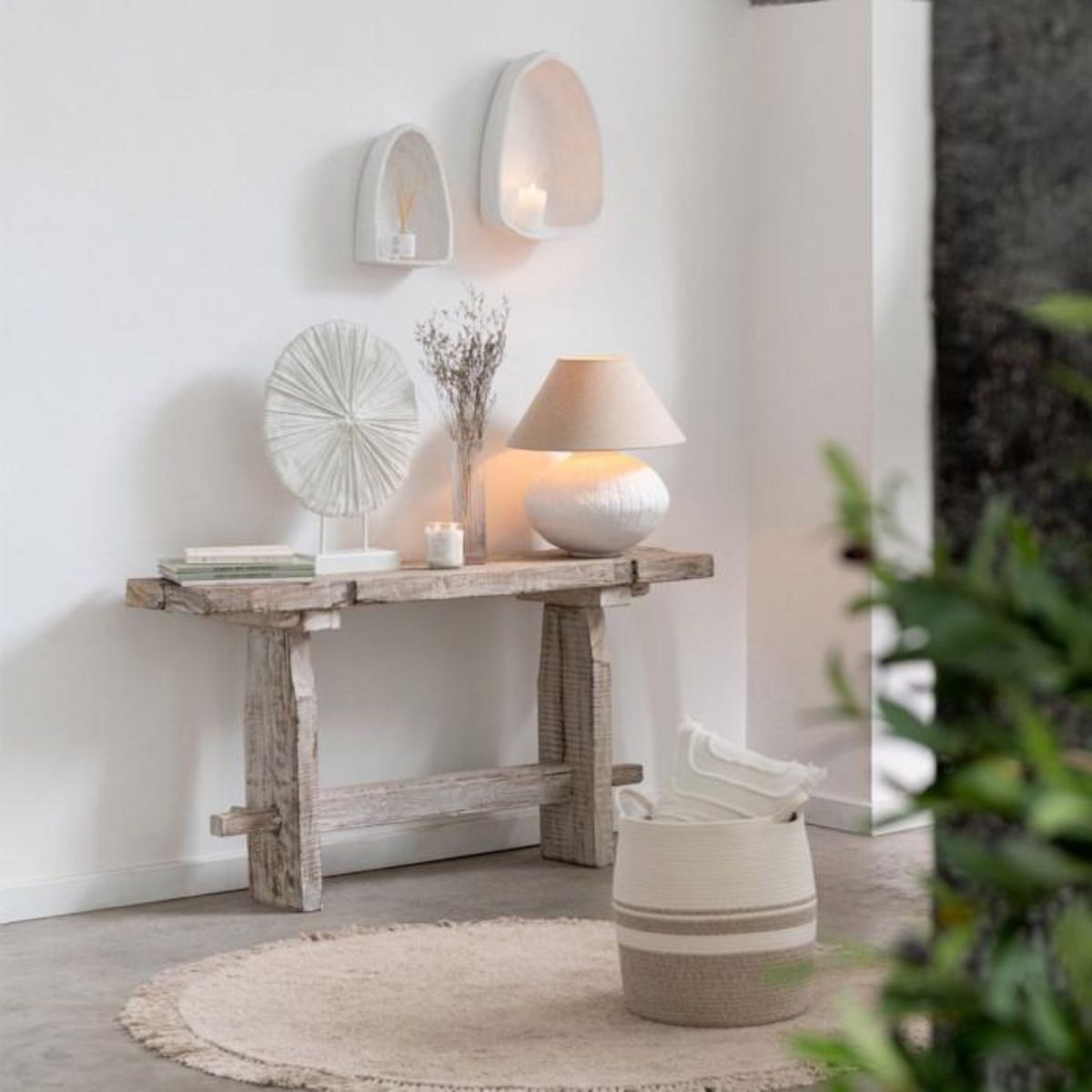 Paris Prix Lampe à Poser Papier Mâché  Bali Bliss  52cm Blanc