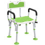 Voir la diapositive 5 : HOMCOM Chaise de douche siège de douche ergonomique hauteur réglable pieds antidérapants charge max. 136 Kg alu HDPE blanc vert