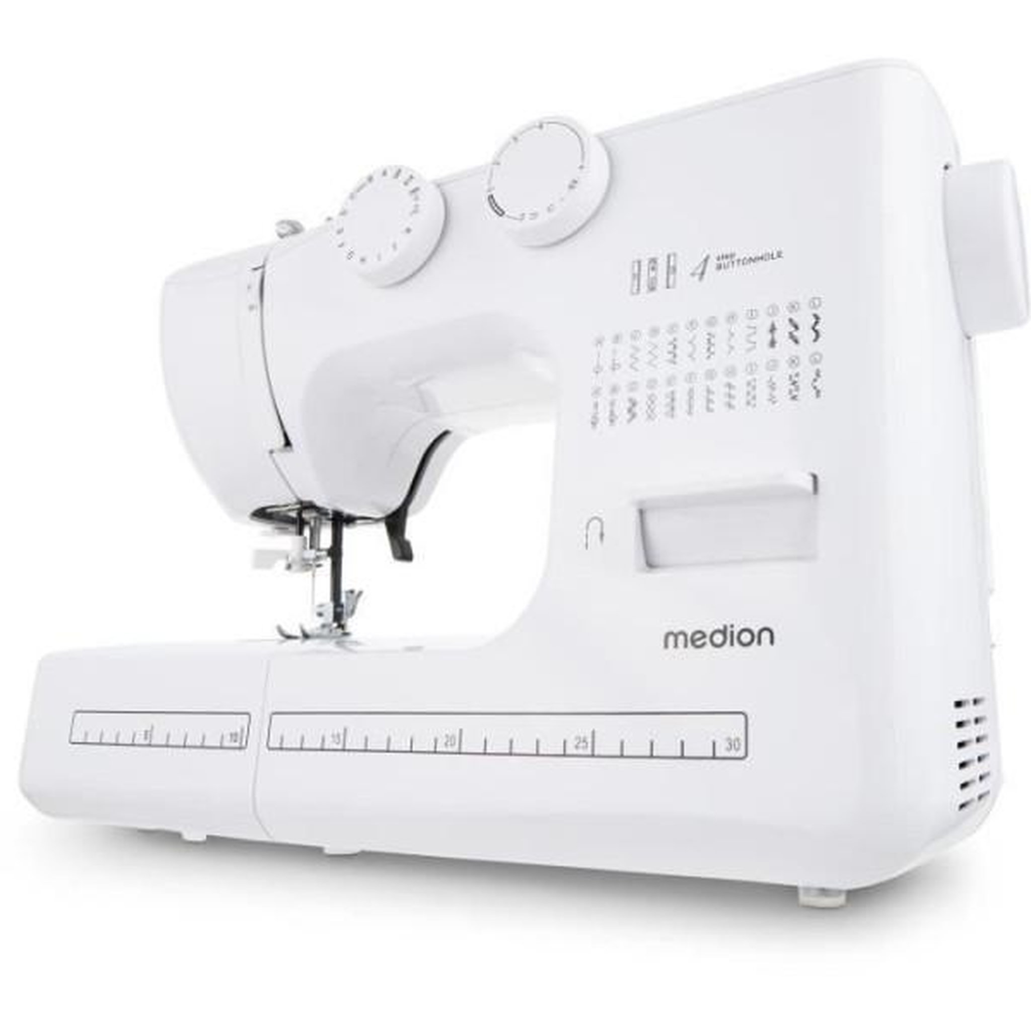 Voir la diapositive 1 : Medion Machine a Coudre Machine a Coudre - MEDION - SM 60 - 62W - 24 Points + Points Doubles - 700 tr/min - LED - Blanc