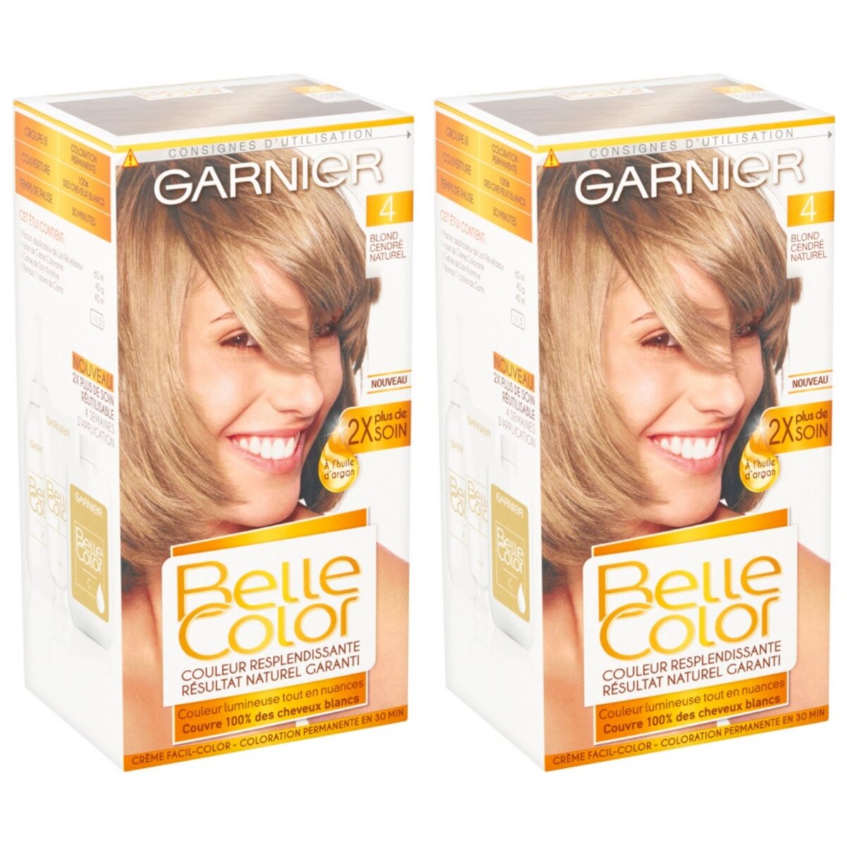 GARNIER Lot de 2 BELLE COLOR Coloration Permanente Résultat Naturel - Couleur Resplendissante 04 Blond Cendré