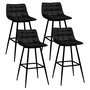 Voir la diapositive 1 : ID MARKET Lot de 4 tabourets de bar MADY en velours noir