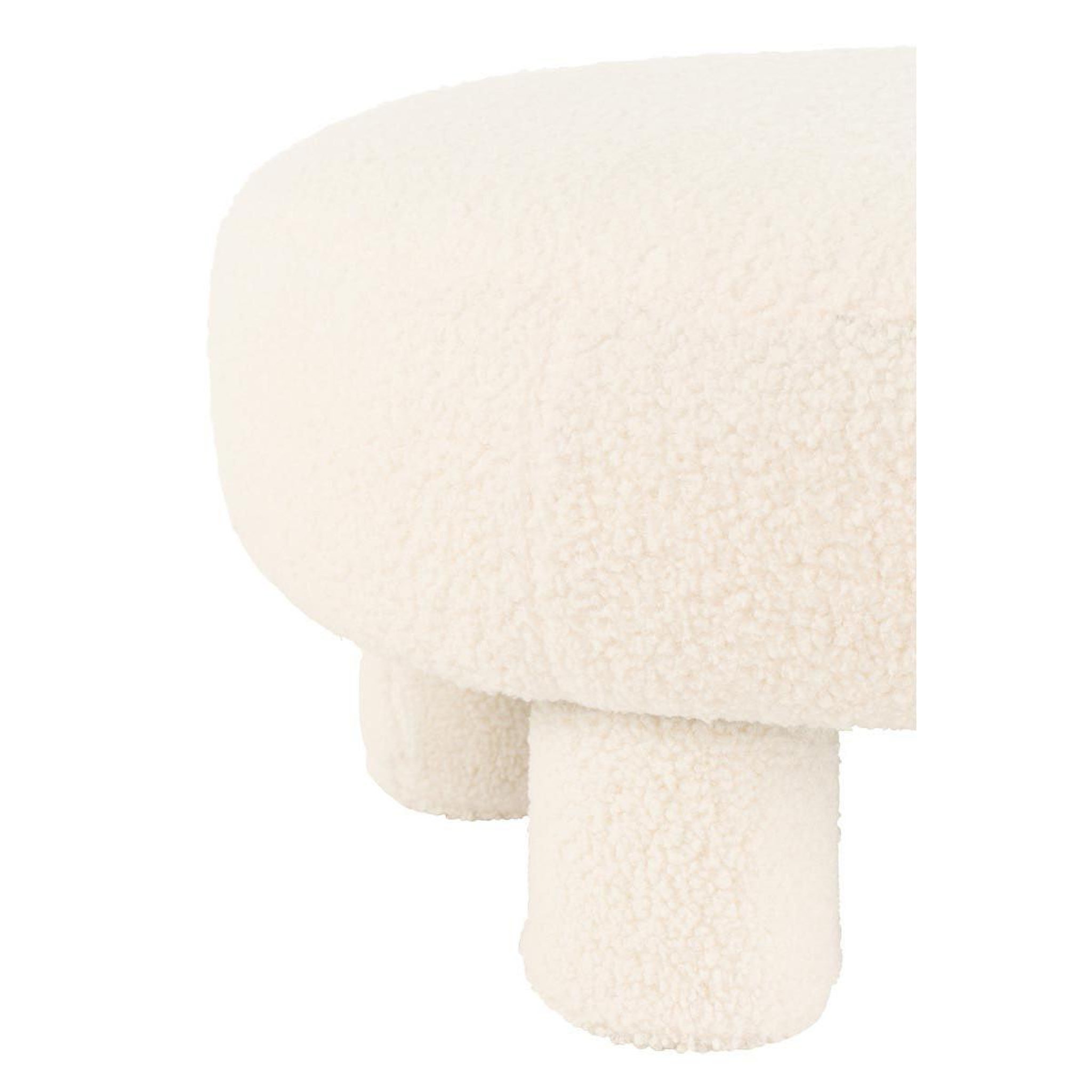 Voir la diapositive 4 : J-LINE Pouf rond bouclette  teddy  52cm blanc