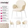 Voir la diapositive 2 : tectake Lot de 8 chaises rembourrées en tissu bouclette avec accoudoirs crème