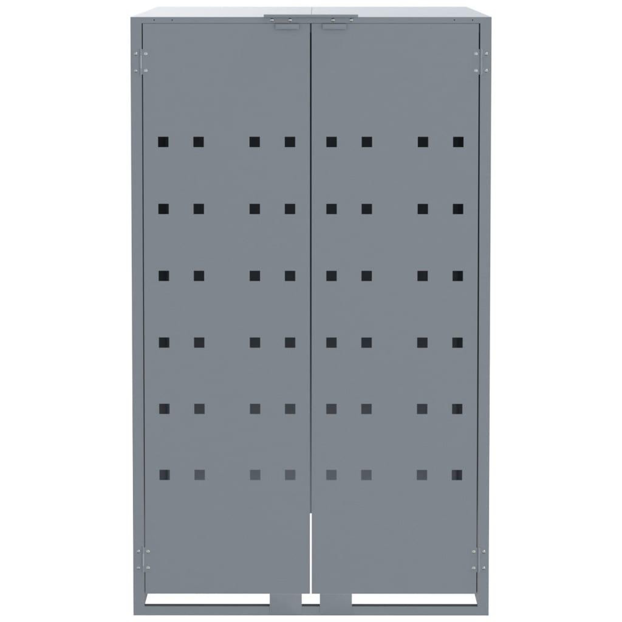 Voir la diapositive 5 : VIDAXL Rangement a roulettes pour poubelles pour 2 bacs gris acier