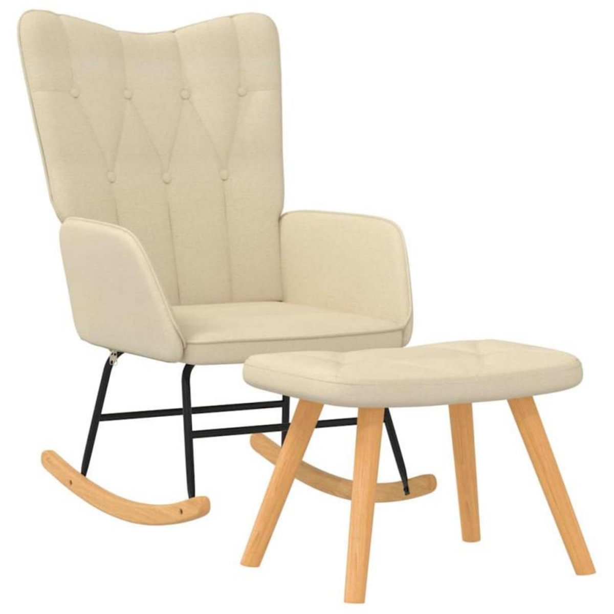 VIDAXL Chaise à bascule avec repose pied Crème Tissu