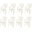 ARETA Lot de 8 fauteuils de jardin - Résine - Blanc - STRESA