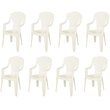 ARETA Lot de 8 fauteuils de jardin - Résine - Blanc - STRESA