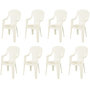 Voir la diapositive 1 : ARETA Lot de 8 fauteuils de jardin - Résine - Blanc - STRESA