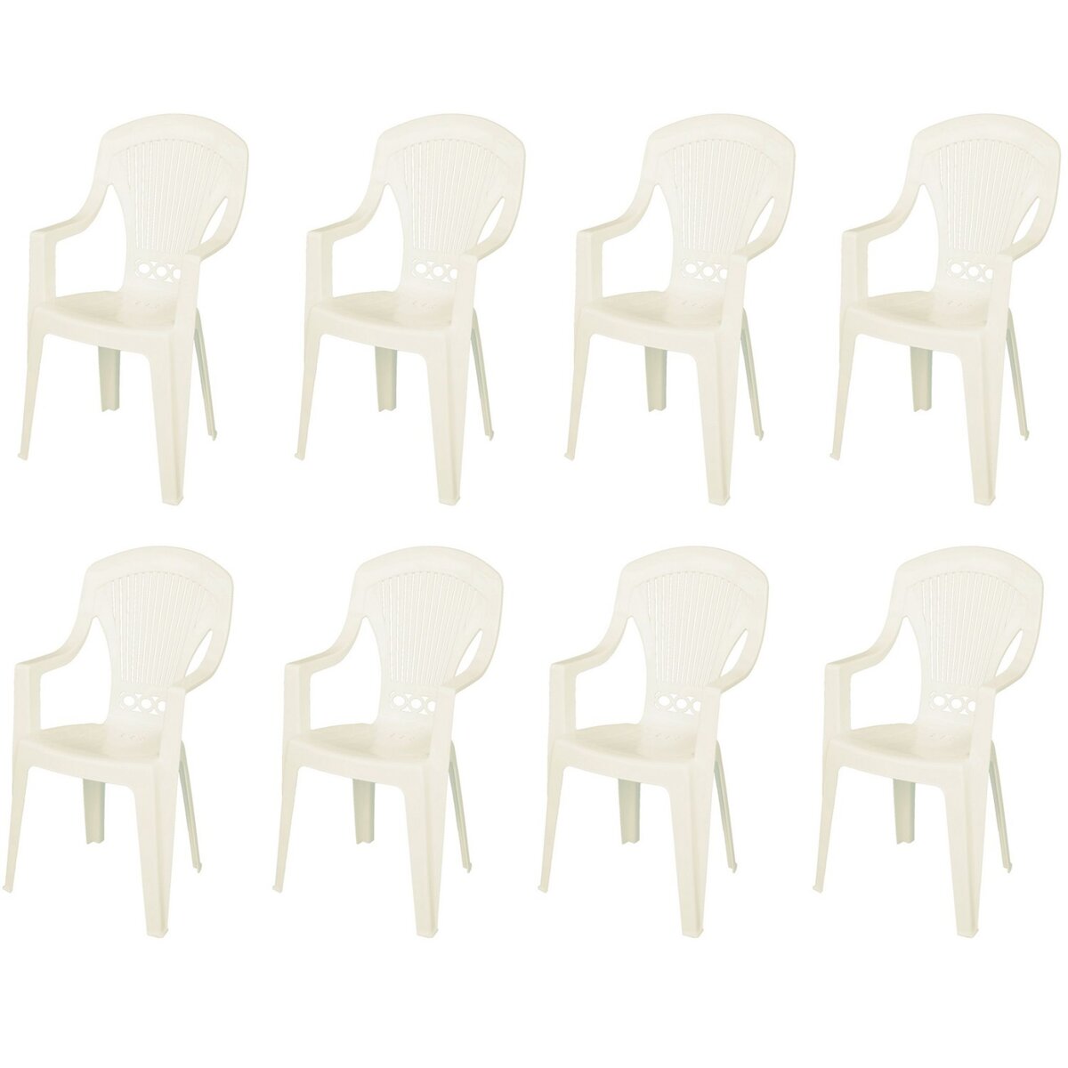 ARETA Lot de 8 fauteuils de jardin - Résine - Blanc - STRESA