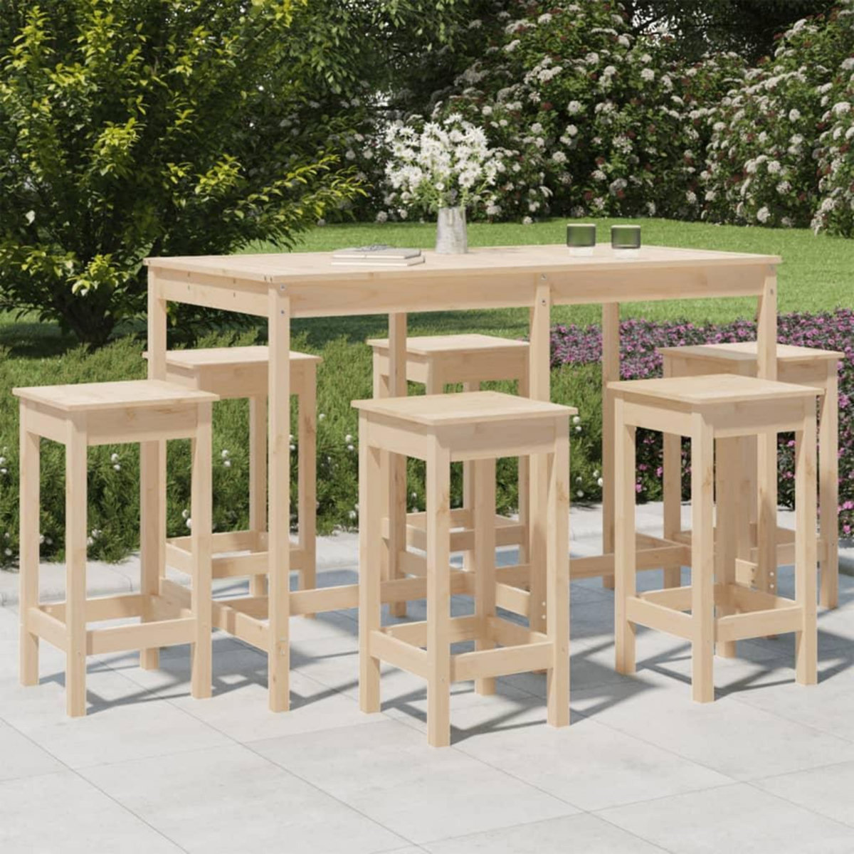 VIDAXL Ensemble de bar de jardin 7 pcs Bois de pin massif