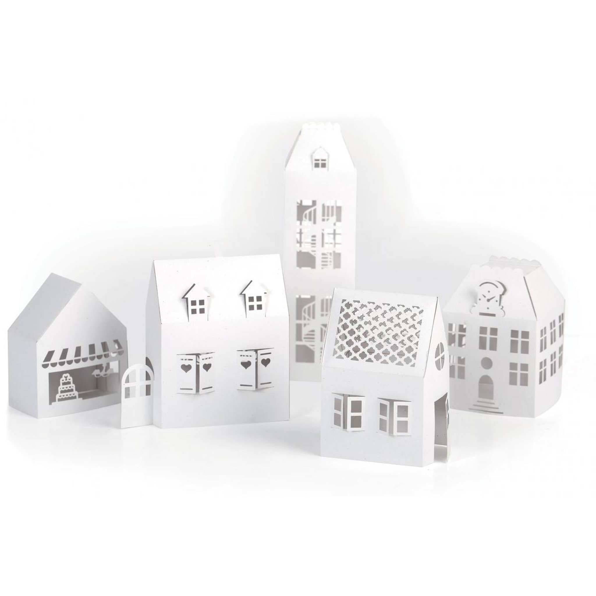Graine créative Lot de 5 maisons blanches a monter