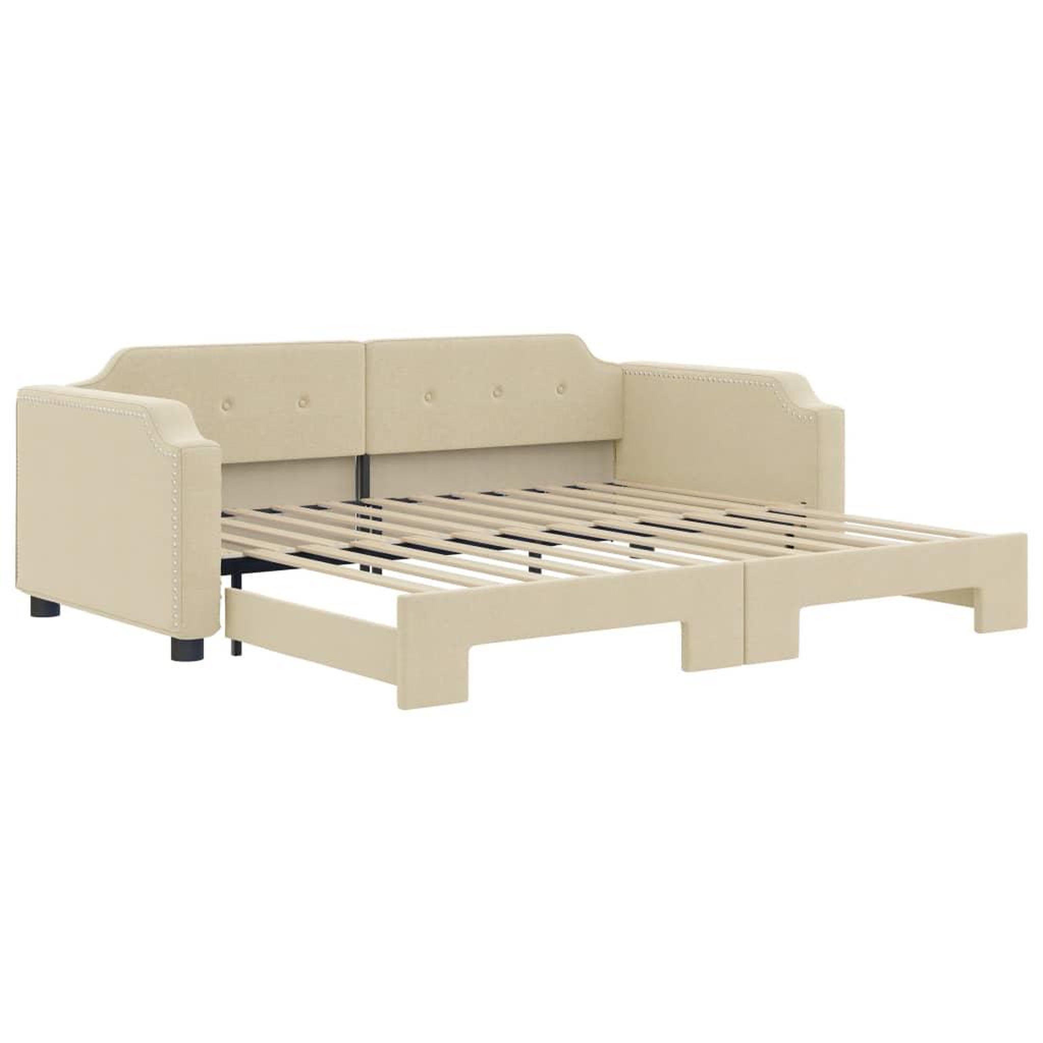 Voir la diapositive 2 : VIDAXL Lit de jour avec gigogne sans matelas creme 80x200 cm
