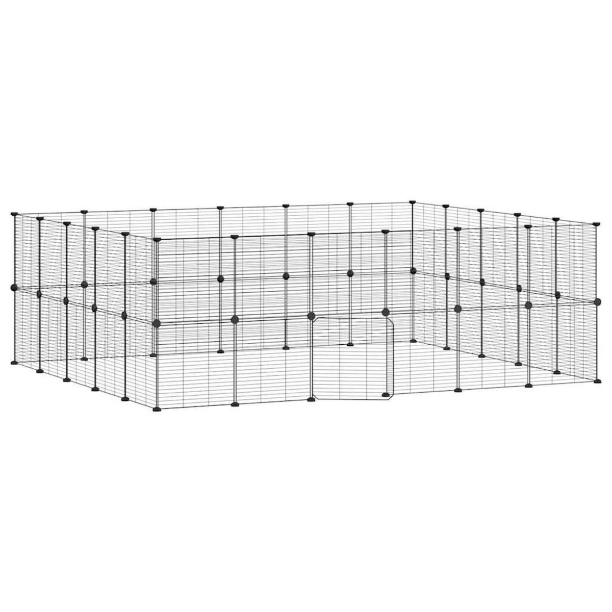 VIDAXL Cage animaux de compagnie a 44 panneaux et porte Noir 35x35 cm