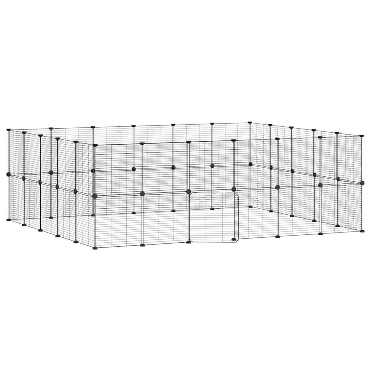 VIDAXL Cage animaux de compagnie a 44 panneaux et porte Noir 35x35 cm