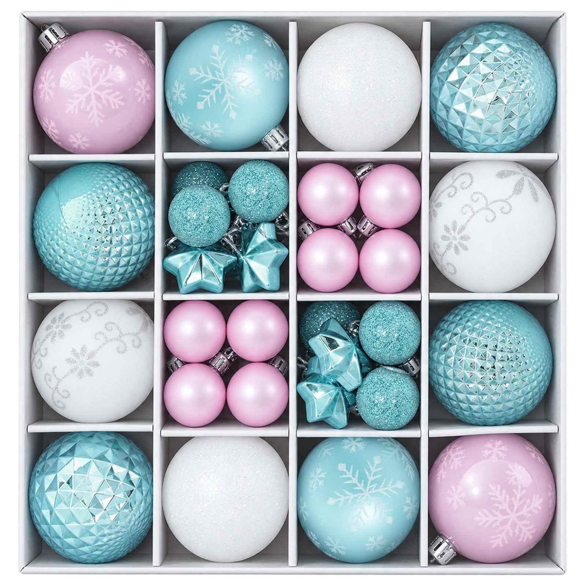 Voir la diapositive 4 : VIDAXL Ensemble de boules de Noël 88 pc Turquoise, rose et blanc