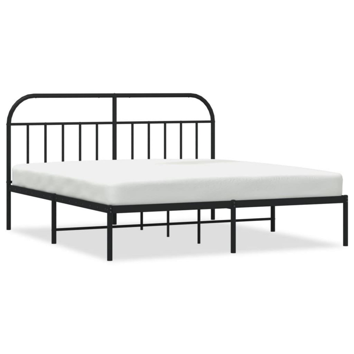 VIDAXL Cadre de lit metal sans matelas et tete de lit noir 180x200 cm