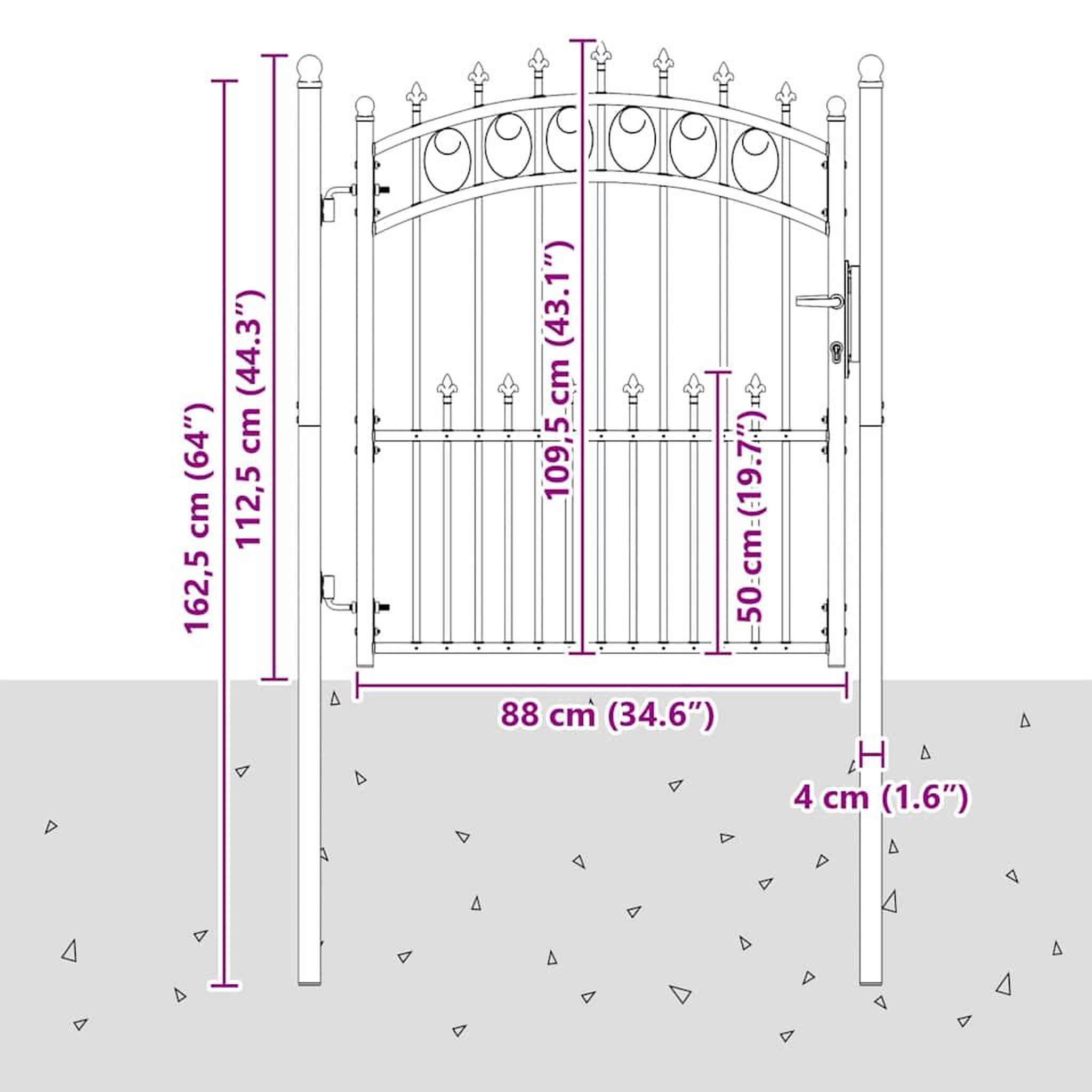 Voir la diapositive 6 : VIDAXL Portail de cloture emmen avec pointes en acier 104 x 109,5 cm noir