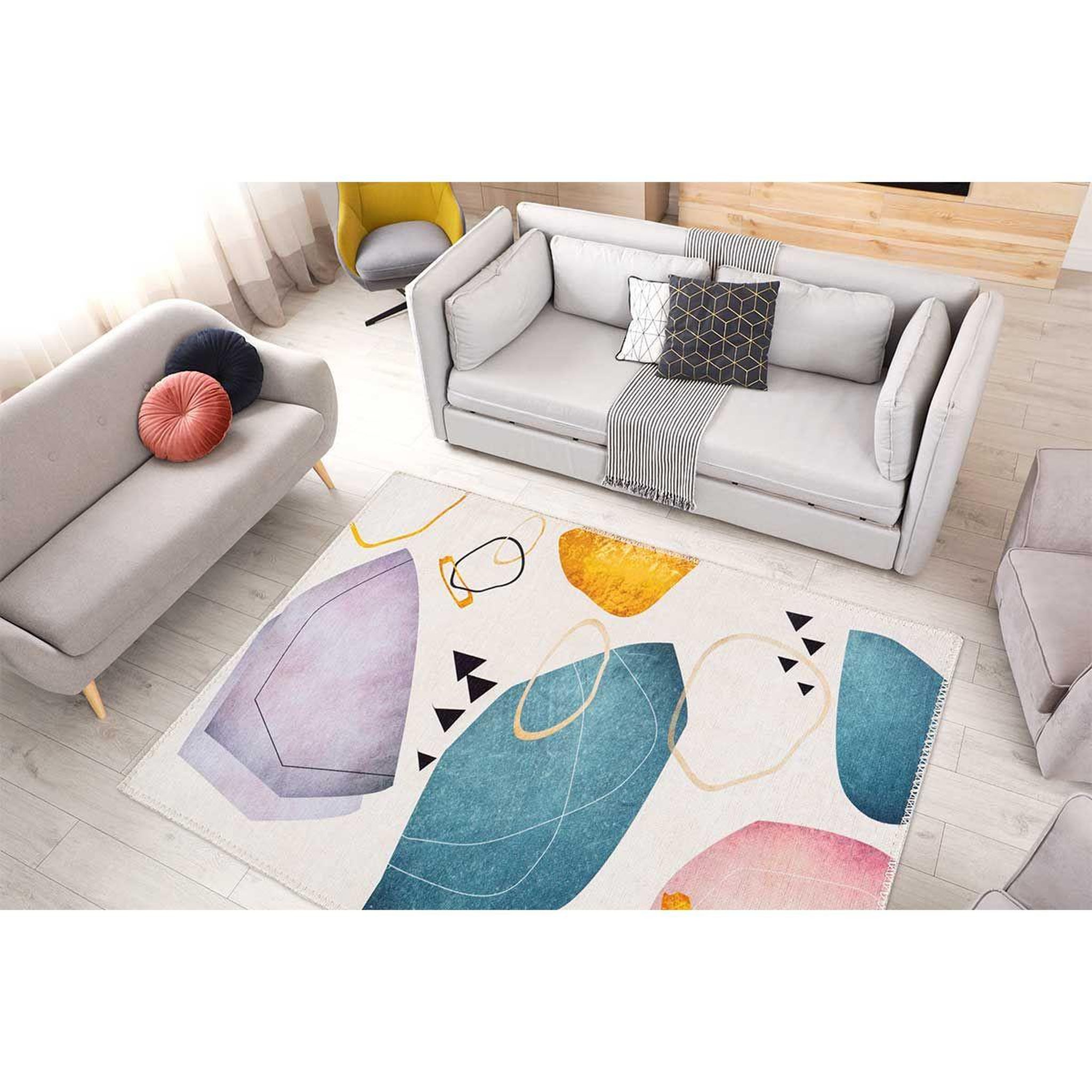 Voir la diapositive 4 : Paris Prix Tapis Tissé à Poils Plats  Picassa II  Multicolore