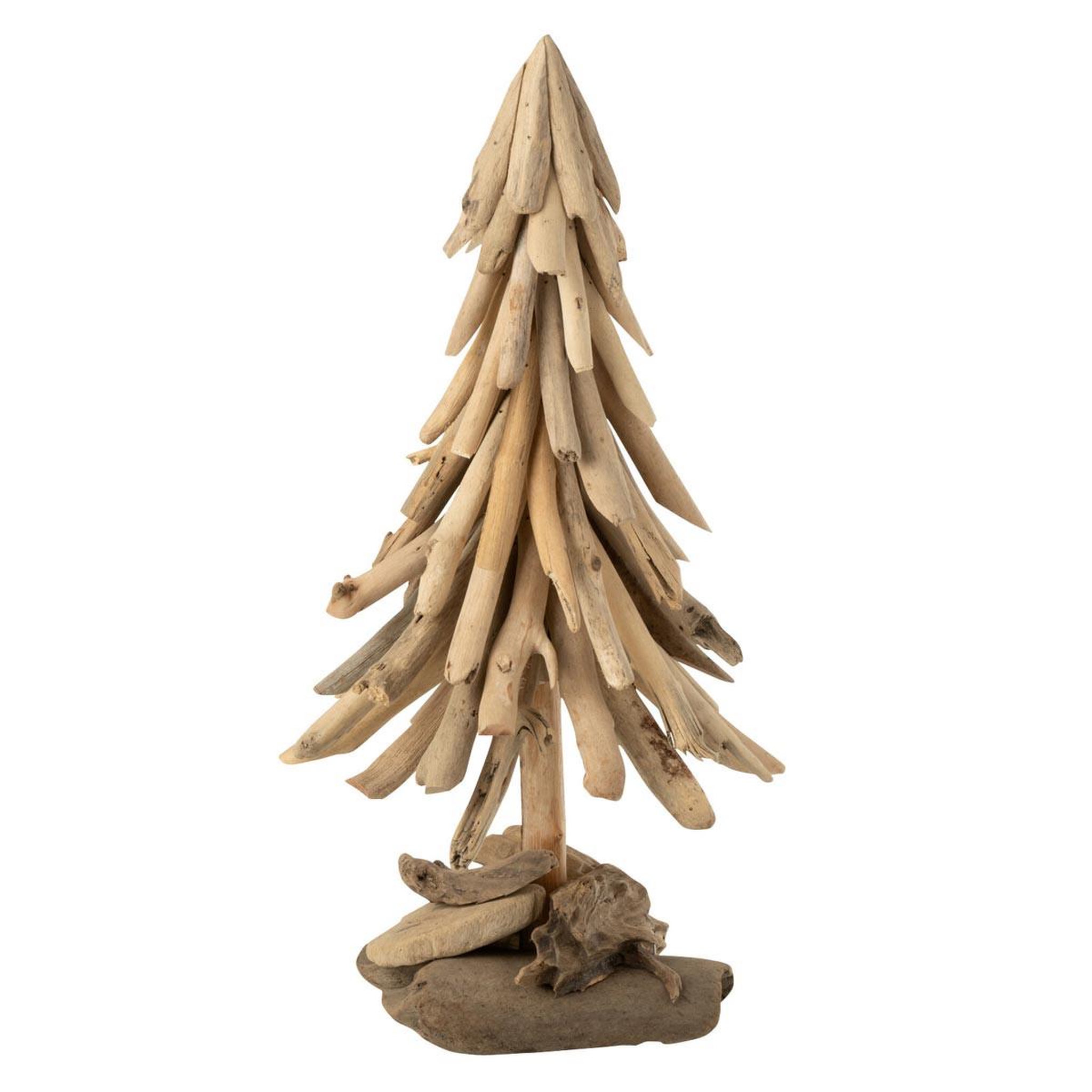 J-LINE Sapin de noël en bois flotté  chalet  50cm naturel