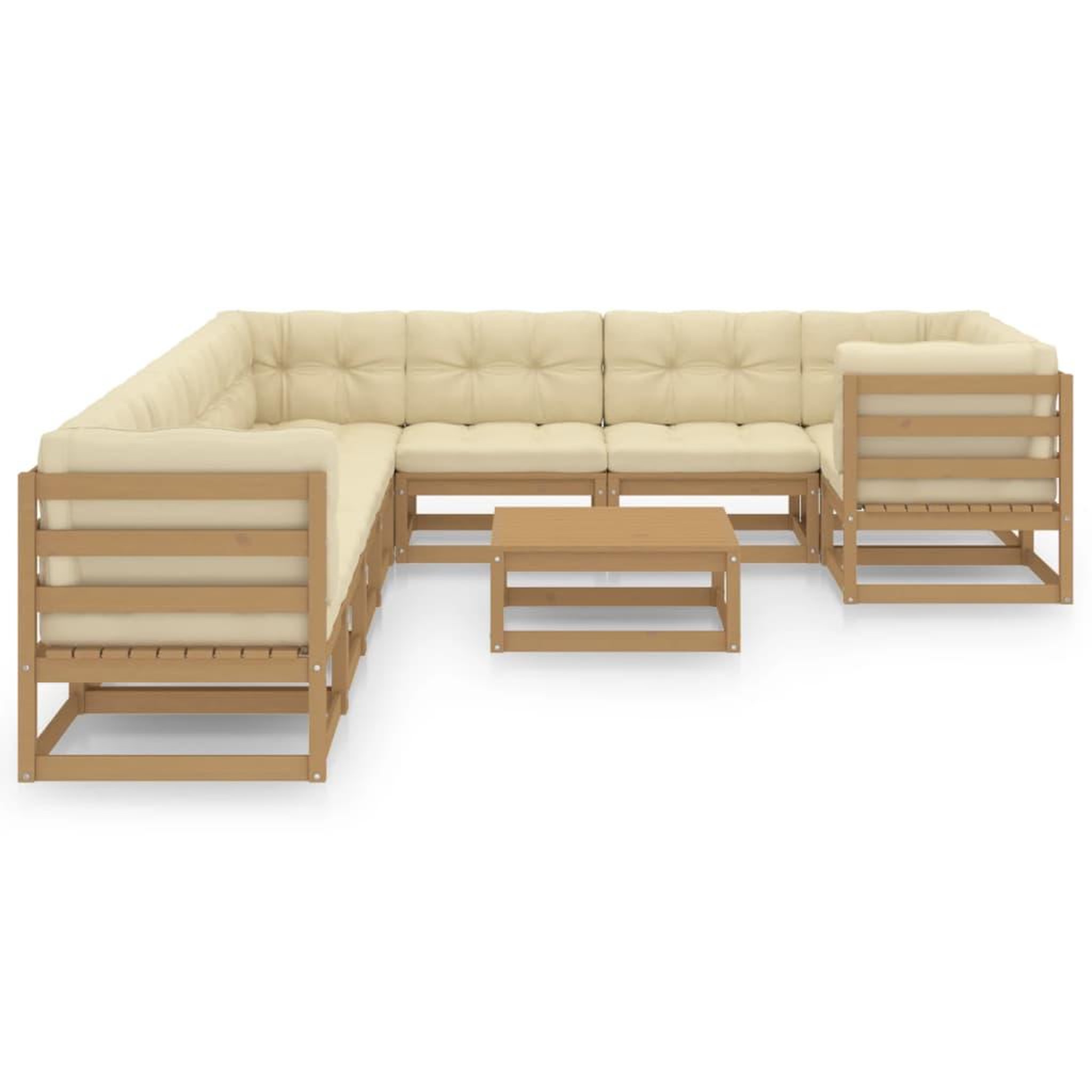 Voir la diapositive 3 : VIDAXL Salon de jardin 10 pcs avec coussins Marron miel Bois de pin