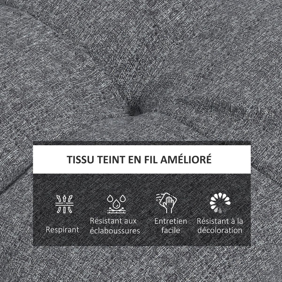 OUTSUNNY Lot de 4 coussins de chaise de jardin avec attaches gris