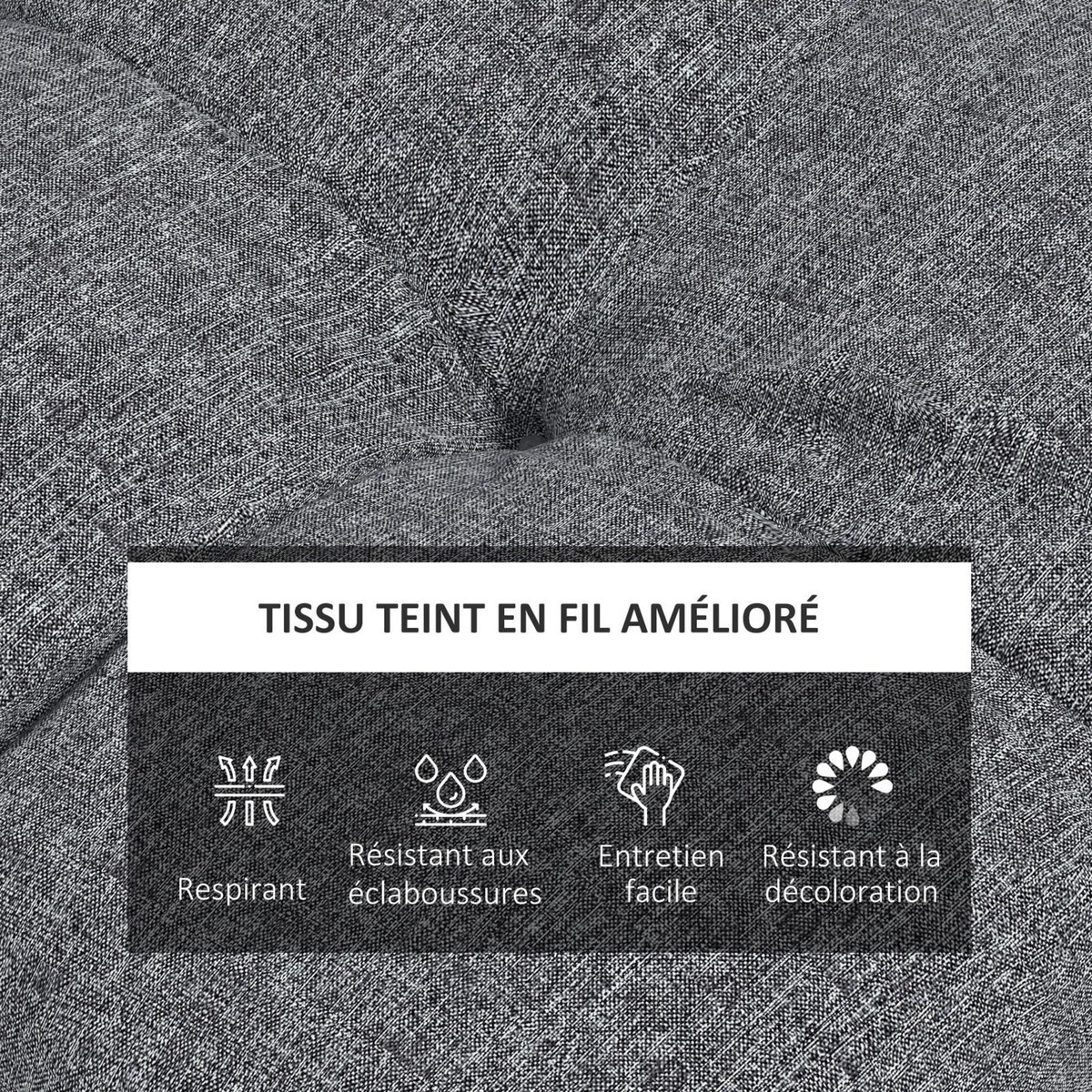 OUTSUNNY Lot de 4 coussins de chaise de jardin avec attaches gris