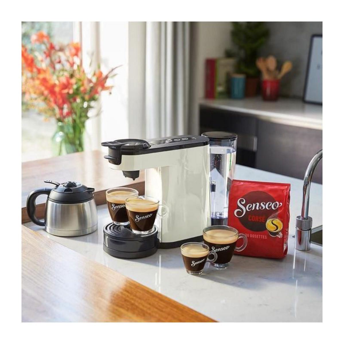 Philips Machine a café 2 en 1 SENSEO Switch Philips HD6592/05, 2 en 1 avec filtre et dosette, Verseuse isotherme, Crema plus