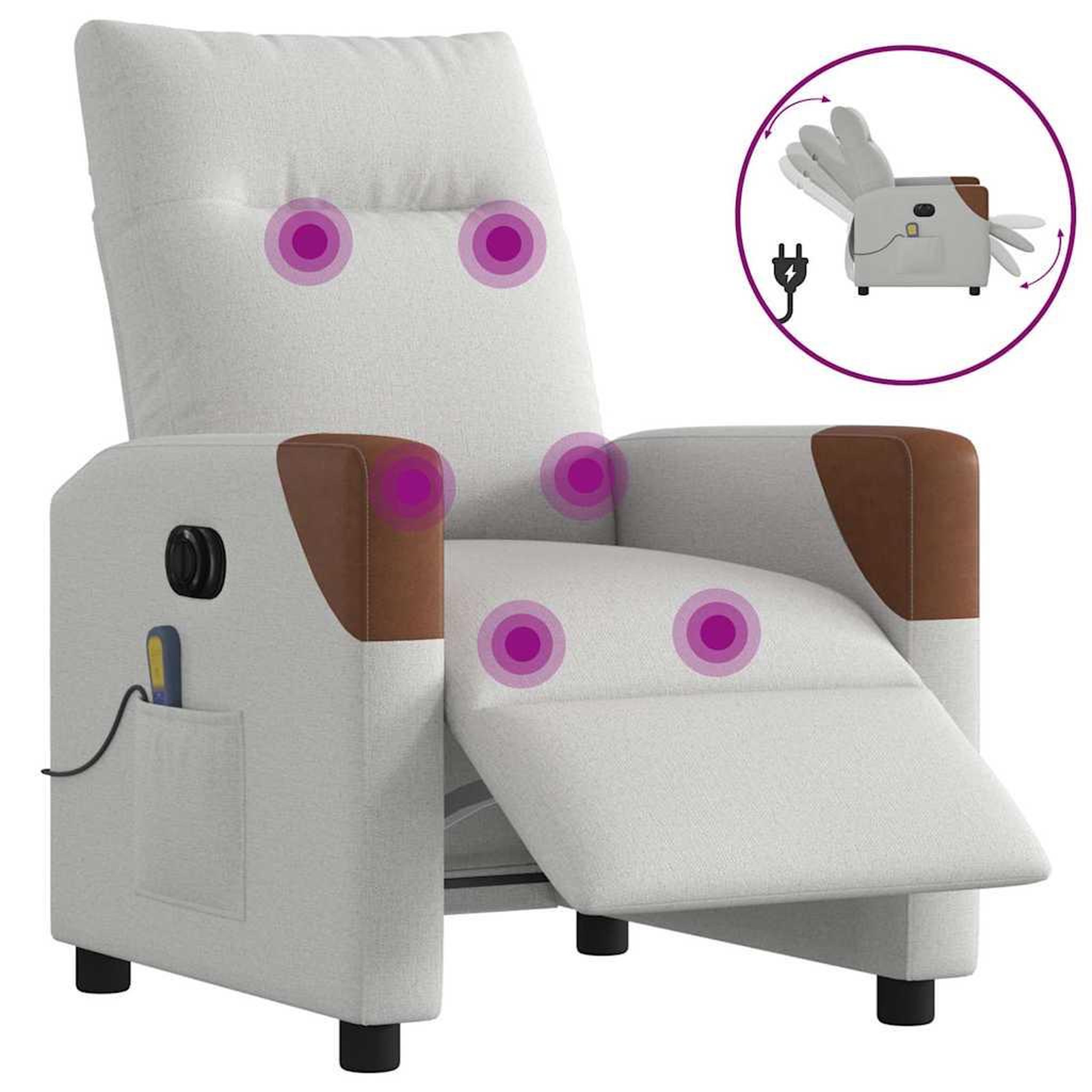 VIDAXL Fauteuil de massage inclinable electrique gris nuage tissu