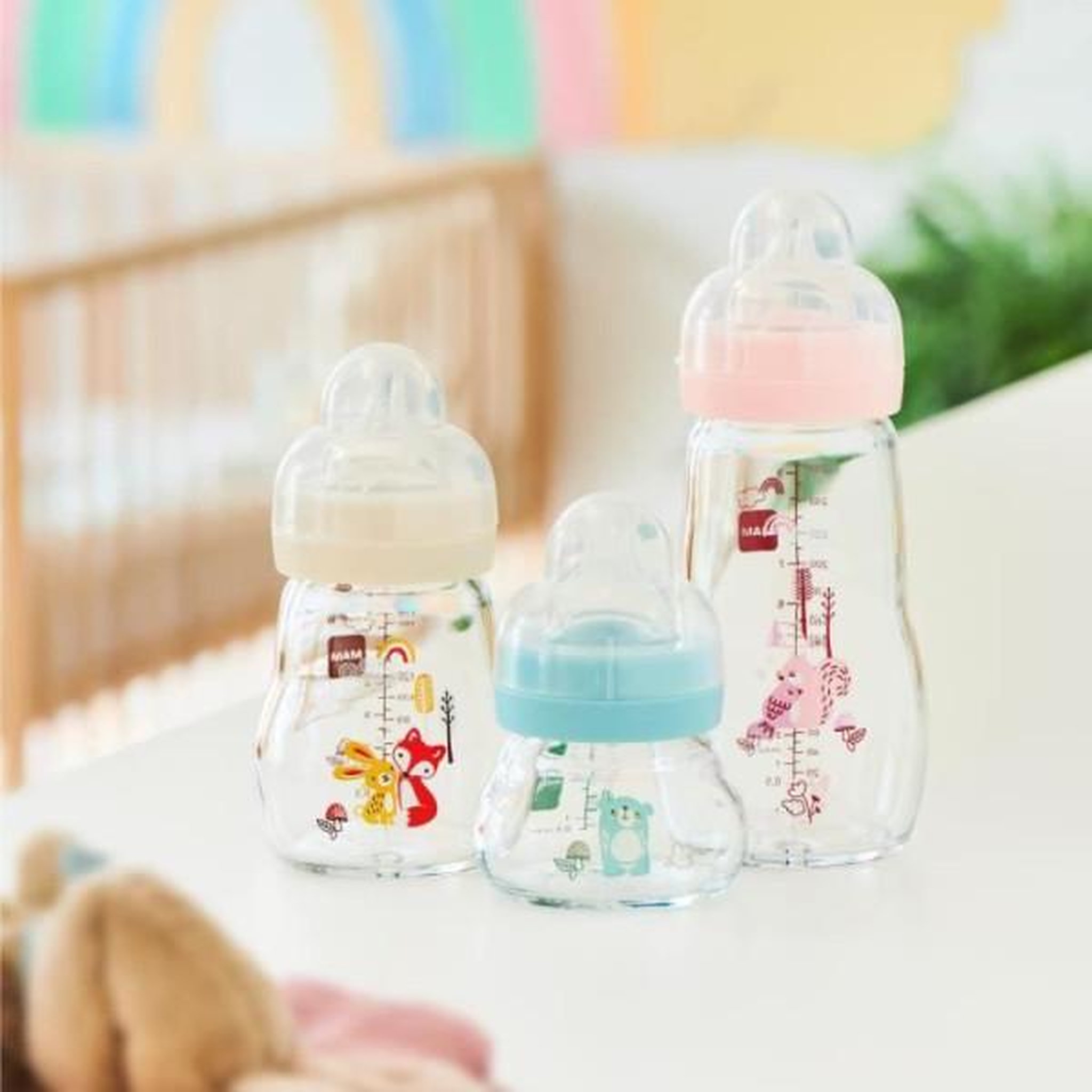 Voir la diapositive 2 : MAM MAM Biberon en verre - 170ml - 0 a 6 mois - Tetine Debit 1 - Blanc