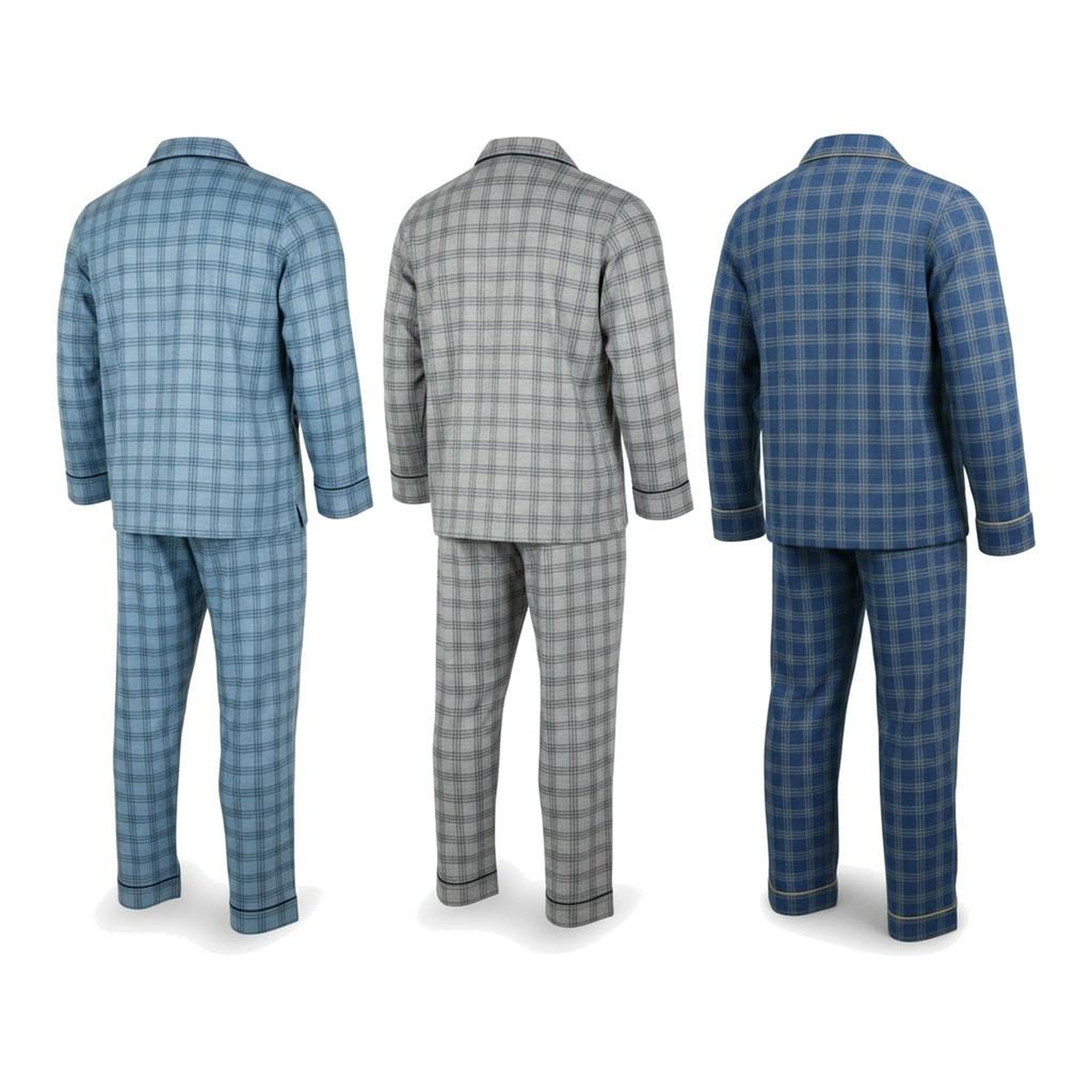 Voir la diapositive 3 : OZABI OZABI Pyjama Homme Boutonné Pack de 3, Coton Doublé Polaire, Manches Longues