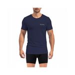 PIERRE CARDIN T-shirt homme en col rond avec broderie signature sur la poitrine. Coloris disponibles : Bleu