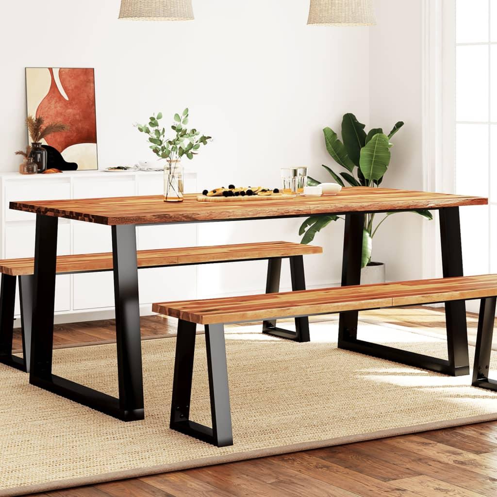VIDAXL Table a manger 180x90x75 cm bois d'acacia solide a bord vif