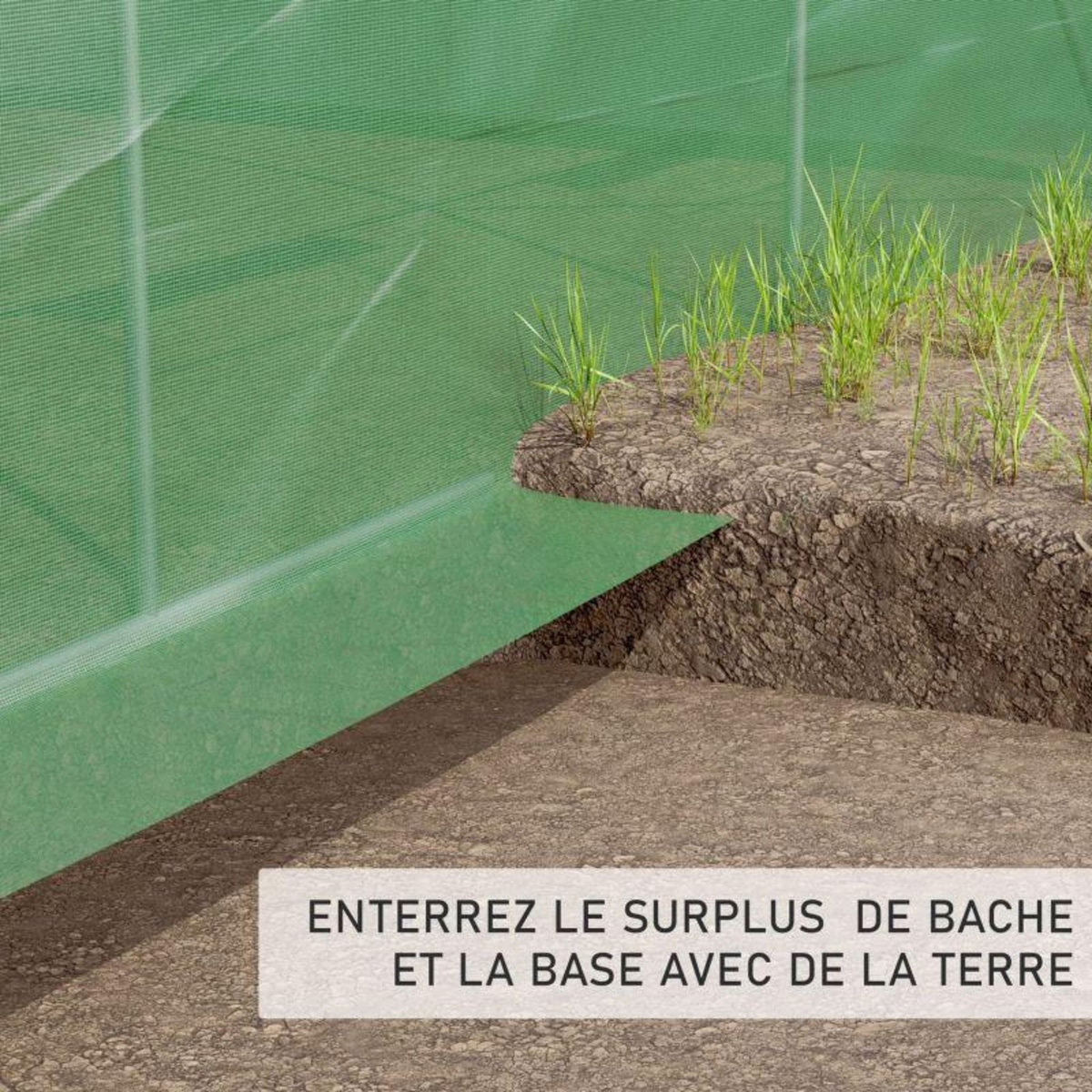 EUROSPEN Serre de Jardin Tunnel 24m² - bâche armée - avec fenêtres latérales et porte zipée