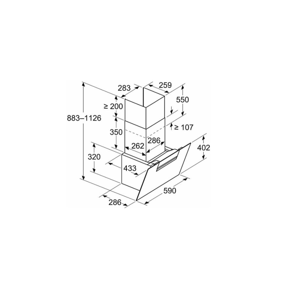 Siemens Hotte décorative inclinée 60cm 768m3/h noir - LC67KFN60