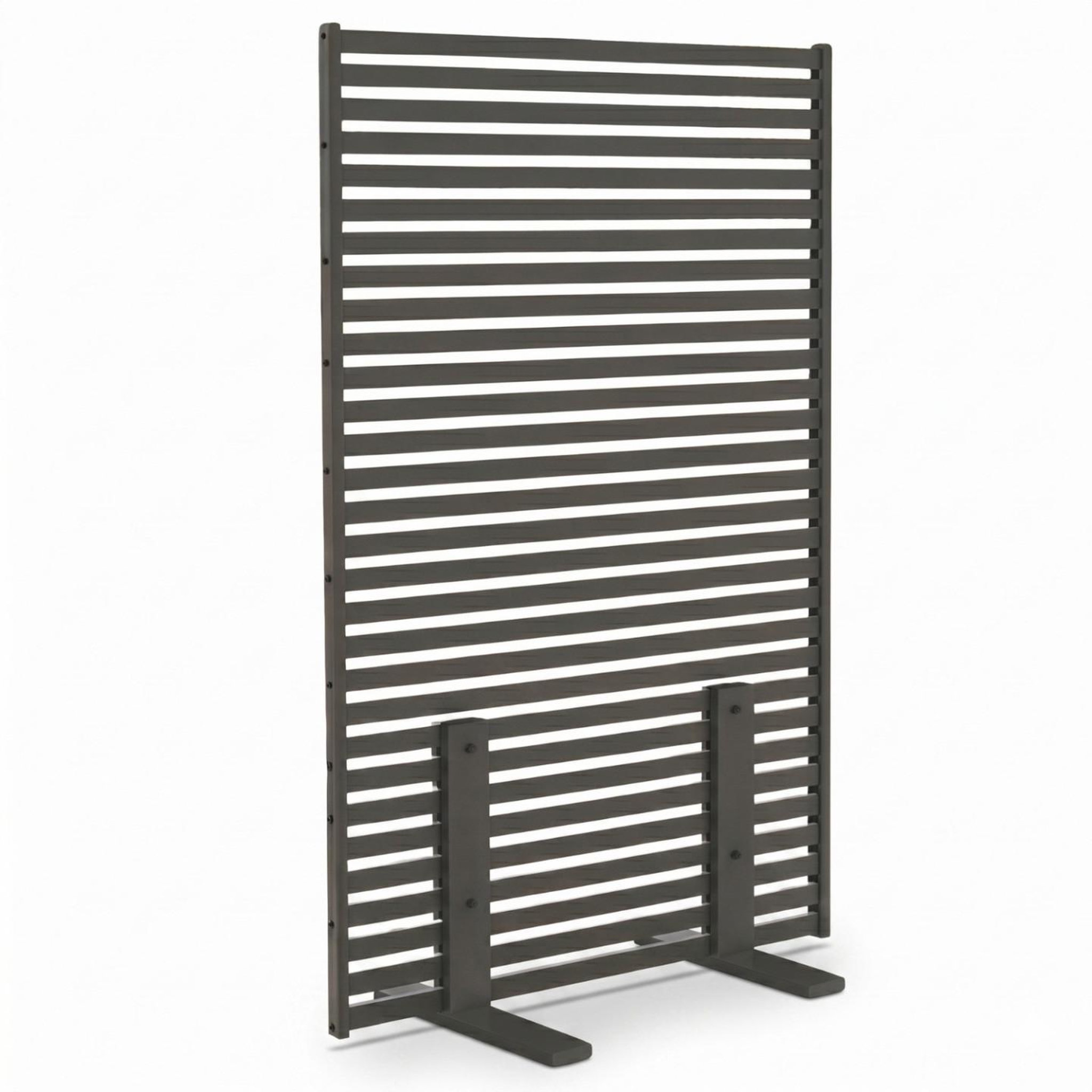 ID MARKET Paravent extérieur ajouré claustra décoratif 80 x 150 cm persiennes horizontales métal gris anthracite