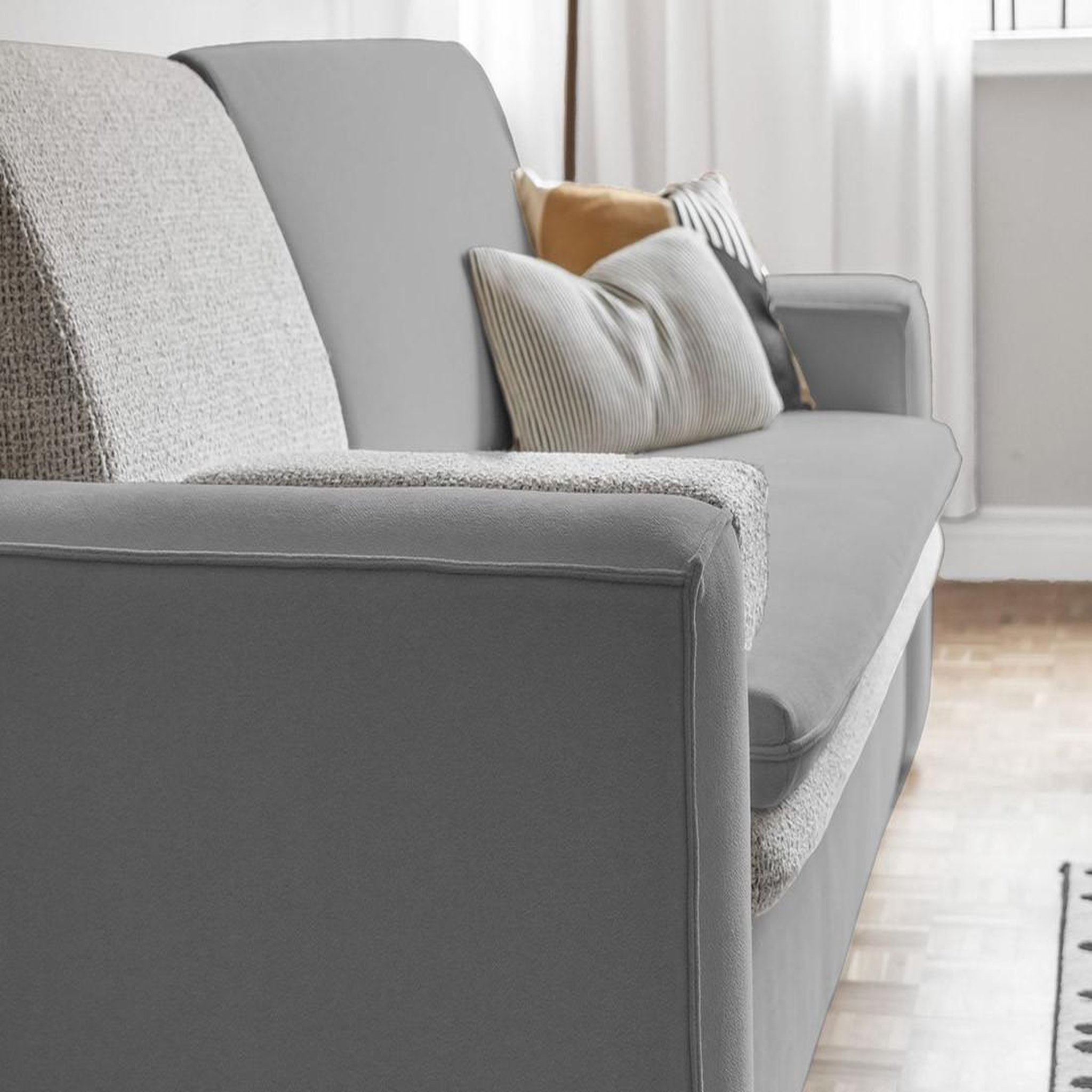 Voir la diapositive 2 : BEST MOBILIER Wilson - canapé droit 3 places convertible avec coffre en tissu et tissu texturé