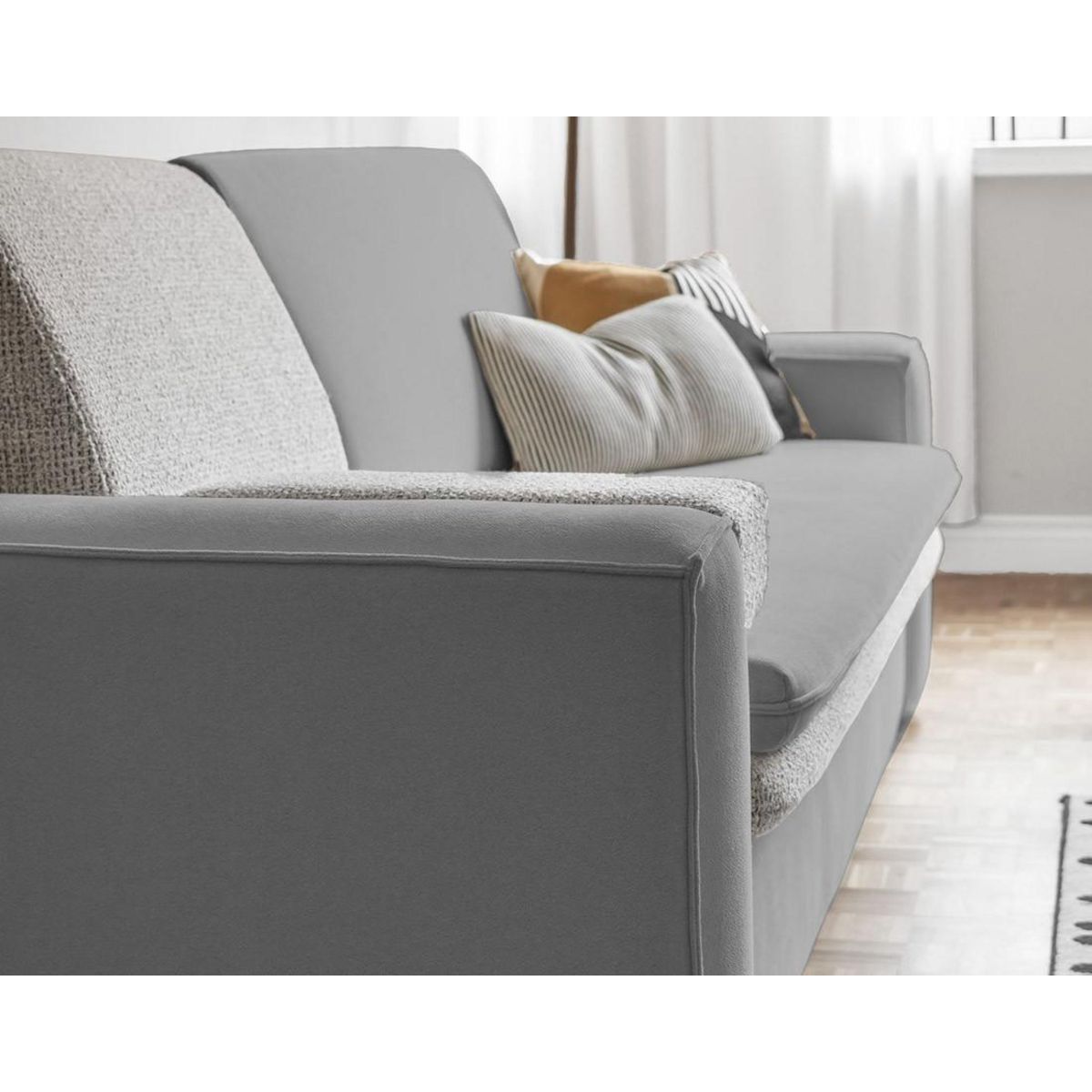 BEST MOBILIER Wilson - canapé droit 3 places convertible avec coffre en tissu et tissu texturé