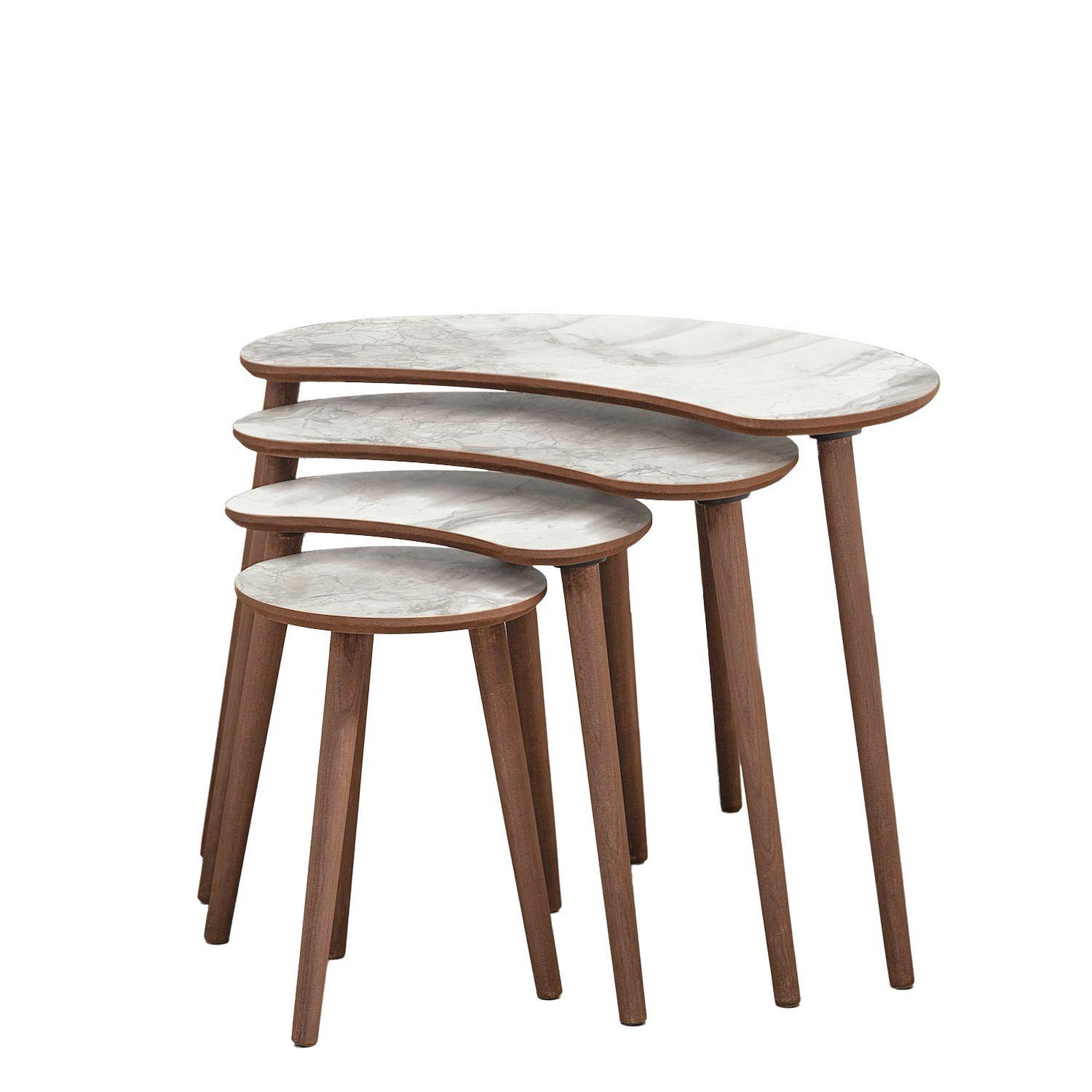 Habitat et Jardin Table gigogne (4 pièces) en bois  moon  40 x 75 x 55 cm - blanc