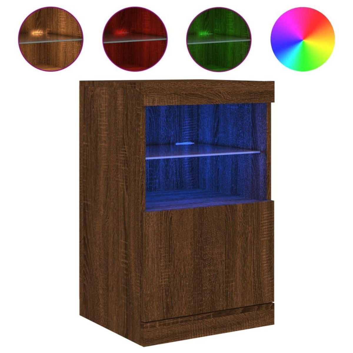 VIDAXL Buffet avec lumieres LED chene marron 41x37x67 cm