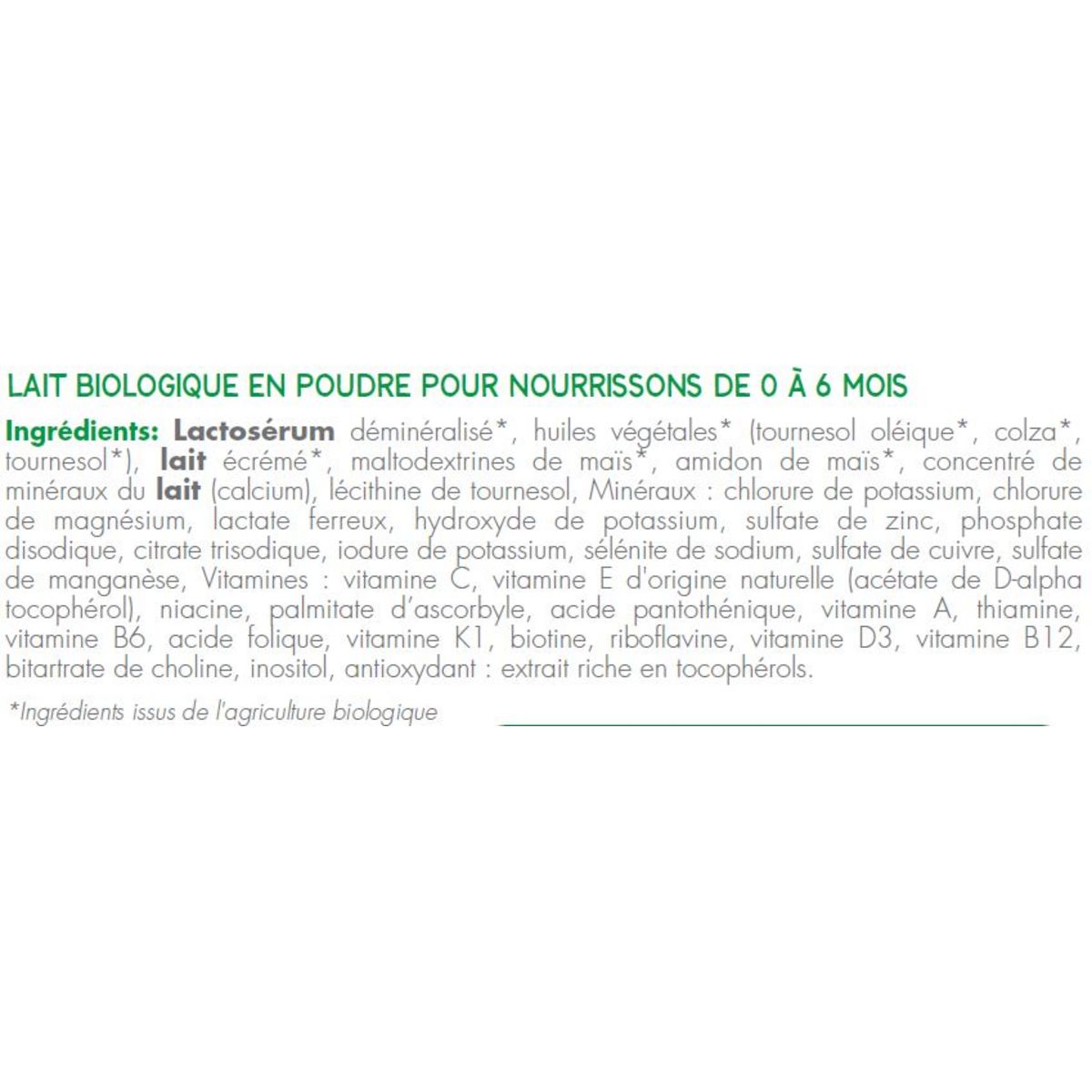 BABYBIO LUNEA BIO Lait infantile 1er âge - Dès la naissance Standard Poudre 900g