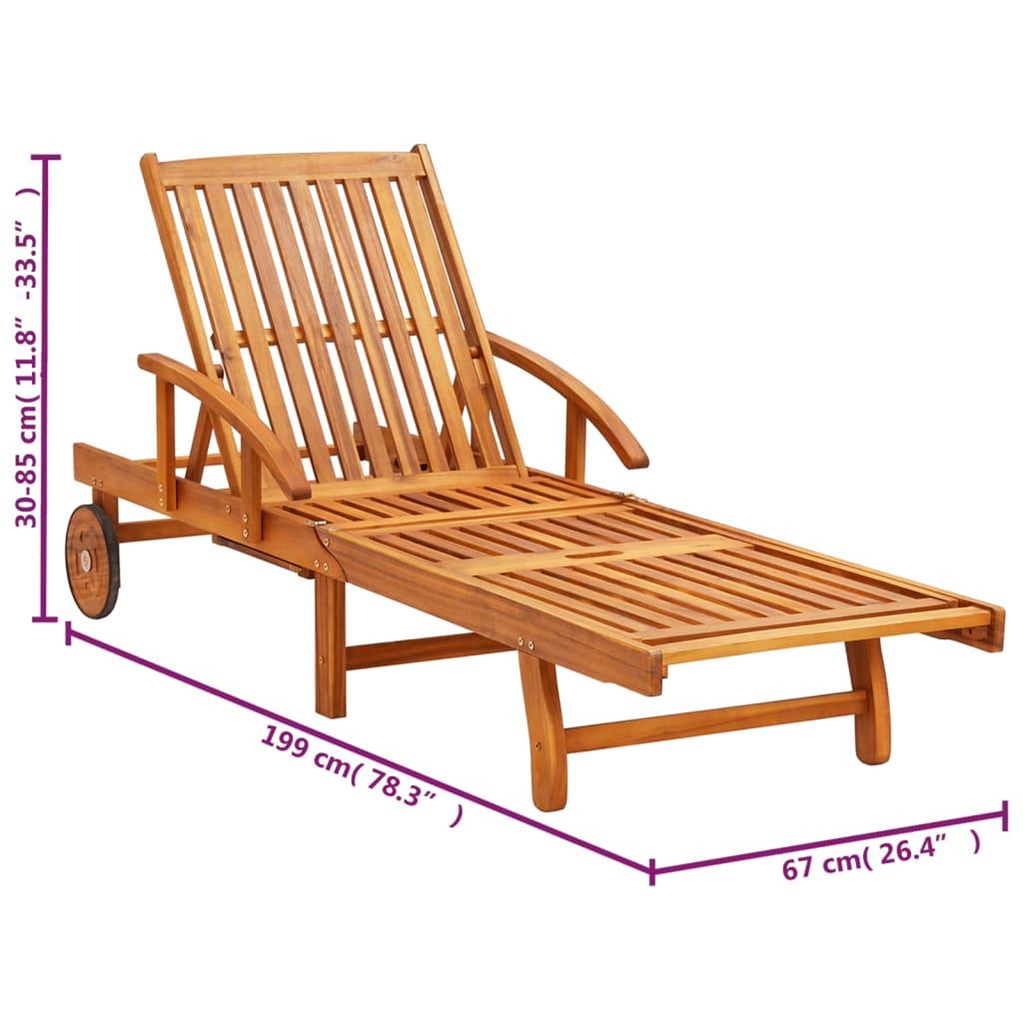 Voir la diapositive 6 : VIDAXL Chaises longues 2 pcs avec coussins Bois d'acacia solide