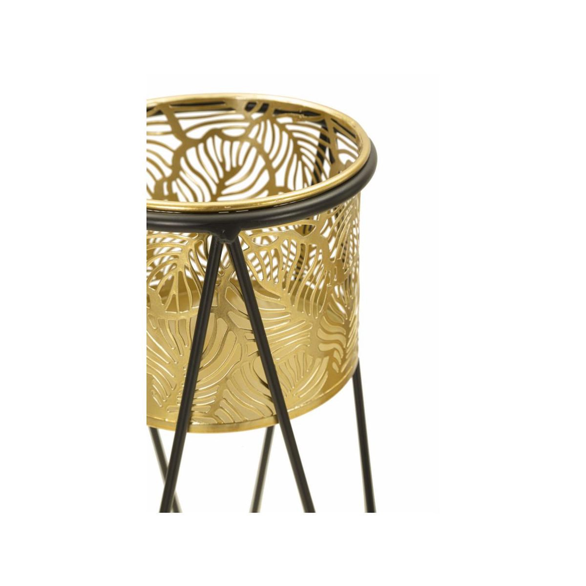 Voir la diapositive 3 : Paris Prix Lot de 2 cache-pots sur pied  drak  46cm or & noir