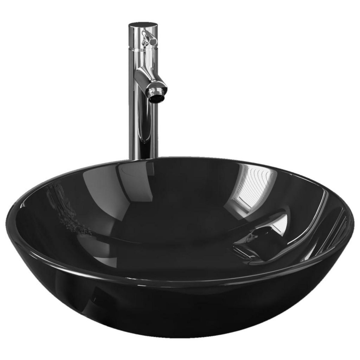 VIDAXL Lavabo de bain avec robinet et drain a poussoir Verre trempe