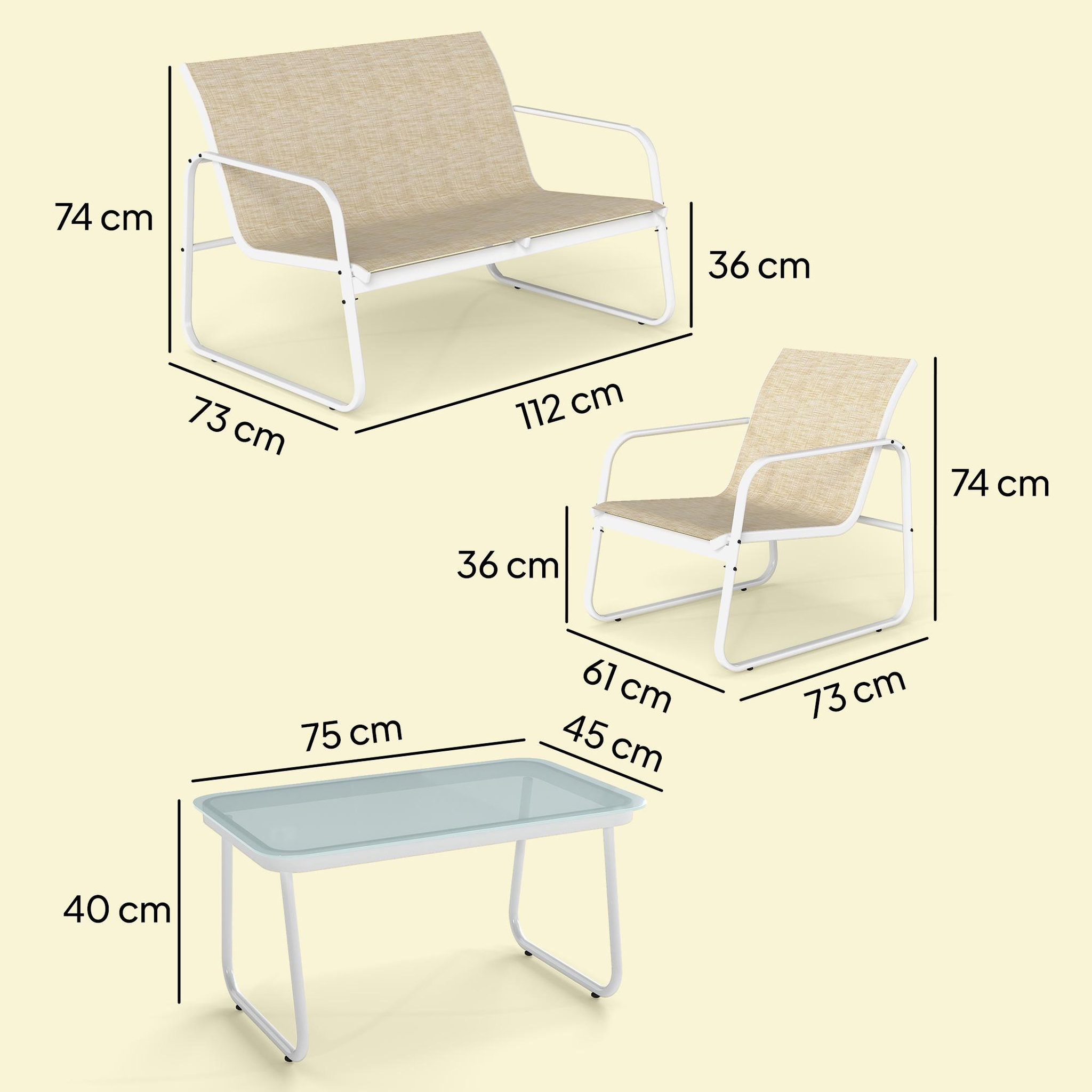 Voir la diapositive 3 : OUTSUNNY Salon de jardin 4 places 4 pièces style yachting