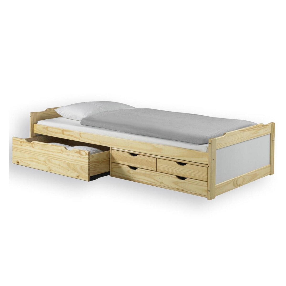 IDIMEX Lit fonctionnel en pin ANDREA, 90 x 200 cm